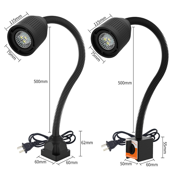 LED Machine Light, 3W/ 4W/ 5W, 500mm-800mm(图1) Dimension of machine tool lighting of 30F