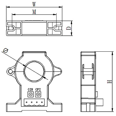 DC Current Sensor 50A/100A/200A/500A/1000A to 1500A(图1) Current sensor 50A/100A/500A/1000A to 1500A dimension