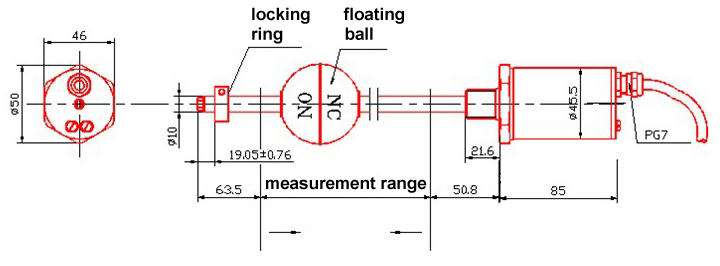 1000mm Level Sensors for sewage disposal system(图1) magnetostrictive level sensor PG7 connection