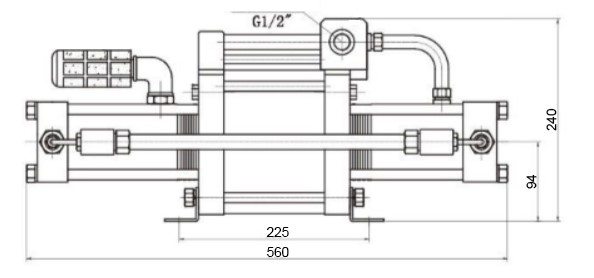 15:1 Air Pressure Booster, 5-120 bar (72-1740 psi)(图2) 1Dimension of air pressure booster