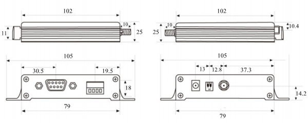 DTU Data Transmission Unit, Modbus RS485/RS232(图4) Dimension Drawing of Data Transmission Unit Model 433C37