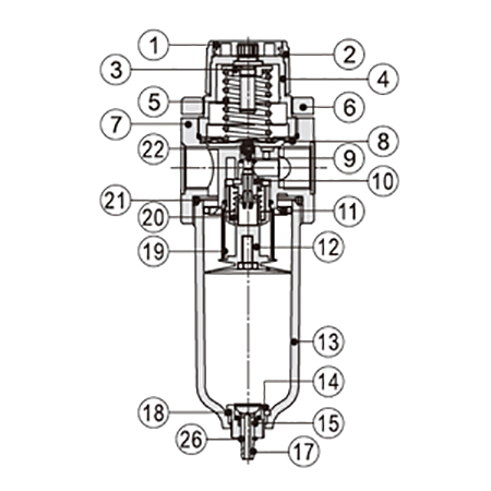 1/8" 1pc Pneumatic Filter AFR1500(图1) 1pc pneumatic filter dimension