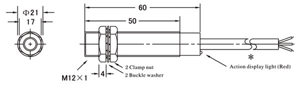 Proximity Sensor, Inductive, M12, Shielded, NPN(图1) Proximity sensor inductive M12 dimensional drawing