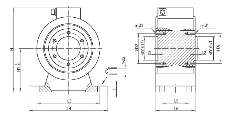 Rotary Torque Sensor, Dual Flange, 20-5000 Nm(图1) Dimensions of Flange Rotary Torque Sensor 20-5000 Nm