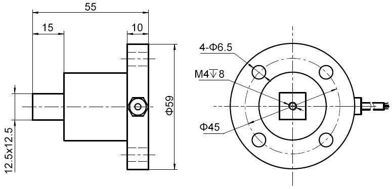 Reaction Torque Sensor, Flange to Square Drive, 2/10/30/50/100/200 Nm(图1) Reaction torque sensor flange to square drive 2-200 Nm dimension