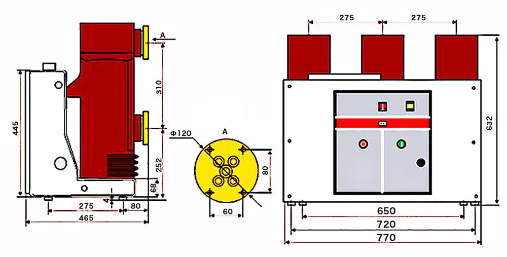 12kV Vacuum Circuit Breaker, 1250A, 2000A(图2) Vacuum circuit breaker external construction