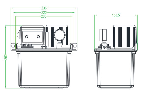 Automatic Oil and Grease Lubrication Pump(图1) Dimensions of 3L Automatic Oil and Grease Lubrication Pump with Motor