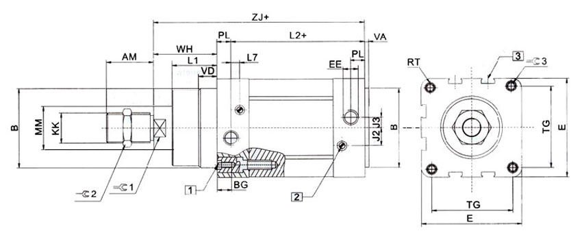 Double Acting Pneumatic Cylinder, 100mm Bore, 50mm Stroke(图1) air cylinder dimension double acting