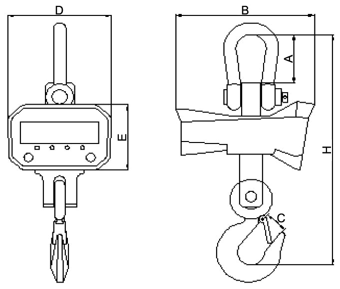 Crane Scale 2 ton/3 ton/5 ton/10 ton/15 ton to 20 ton(图1) Crane scale 2 ton/3 ton/5 ton/10 ton/15 ton to 20 ton dimensional drawing