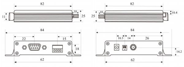 DTU Data Transmission Unit, Modbus RS485/RS232(图2) Dimension Drawing of Data Transmission Unit Model 433C30/433C33