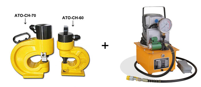 Portable Hydraulic Sheet Metal Hole Punch 35 Ton(图2) Hydraulic hole punch and electric pump