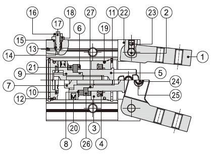 6mm-32mm Bore Size Pneumatic Gripper, Double Acting(图1) inner structure of pneumatic gripper