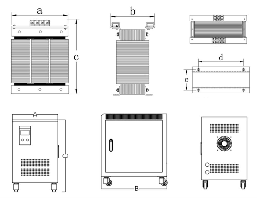 50 kVA Isolation Transformer, Step up/Step down 480V with 400V(图3) 3 phase isolation transformer dimension