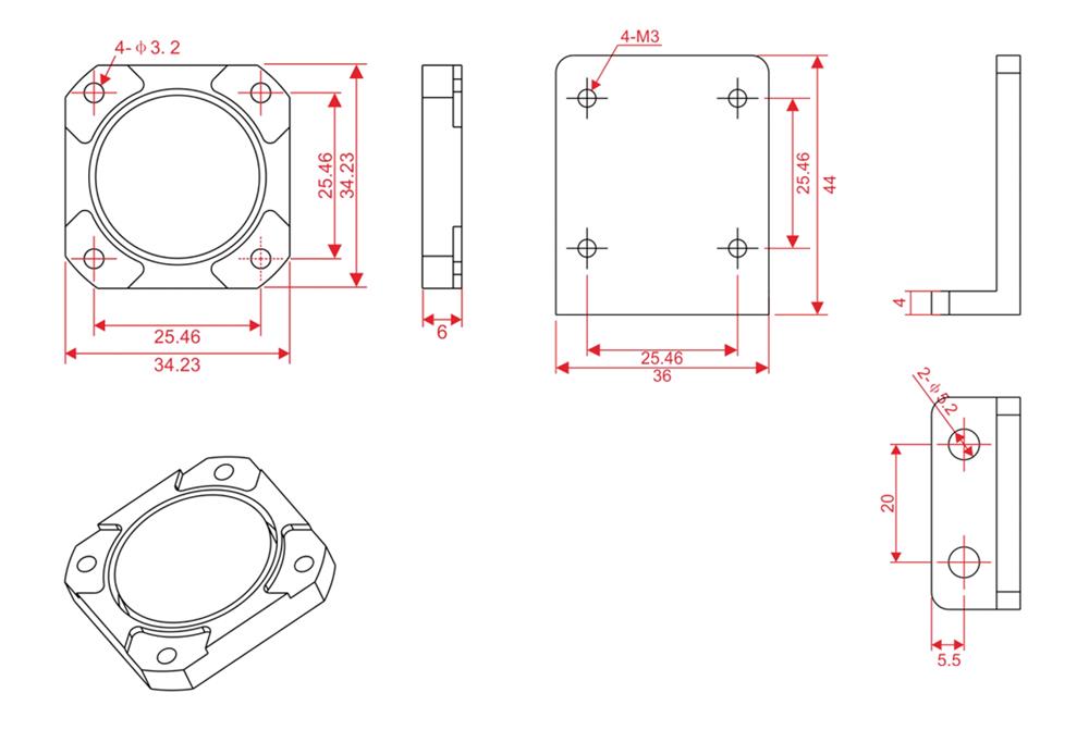 Mounting dimension of accelerometer sensor