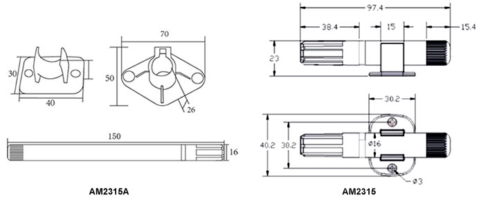 Temperature and Humidity Sensor, Duct/Wall Mounted, I2C(图1) Temperature and humidity sensor AM2315A dimensional drawing