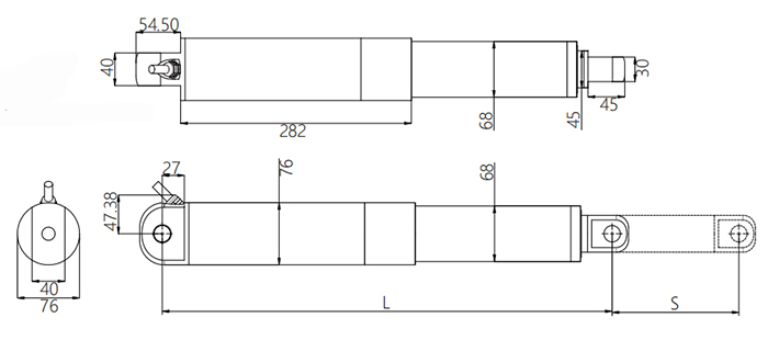 High Force Linear Actuator, 12V/24V, 15000N, 100mm Stroke(图1) High force linear actuator size