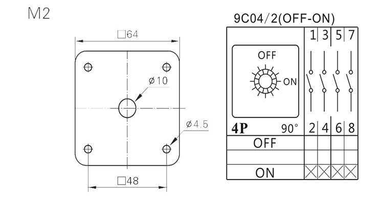 2 Position 25A Rotary Switch, 4 Pole(图2) Rotary switch escutcheon plate