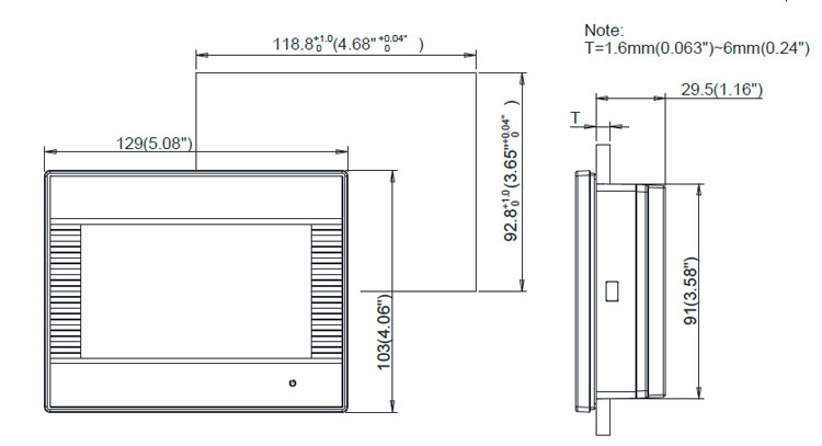 HMI Touch Screen, 4.3 Inch, 480 x 272(图1) CHN-DOP-B03S211 dimension