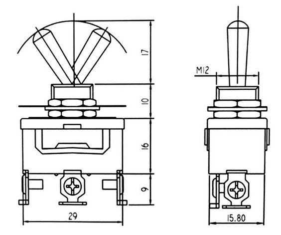 3 Pin Covered Toggle Switch(图1) Toggle switch dimension